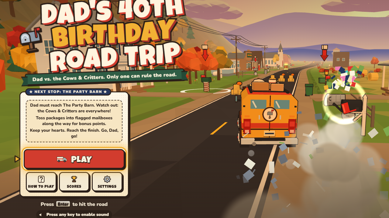 Screenshot of the generated game “Dad's 40th Birthday Road Trip”